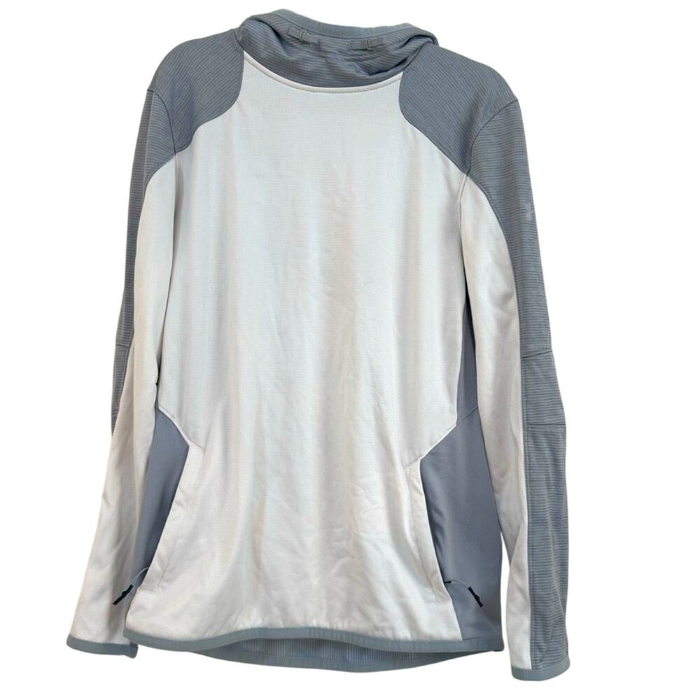 Under Armor Mock Neck Fitted Coldgear Reactor Hoodie Sweatshirt‎ Sz M Gray White